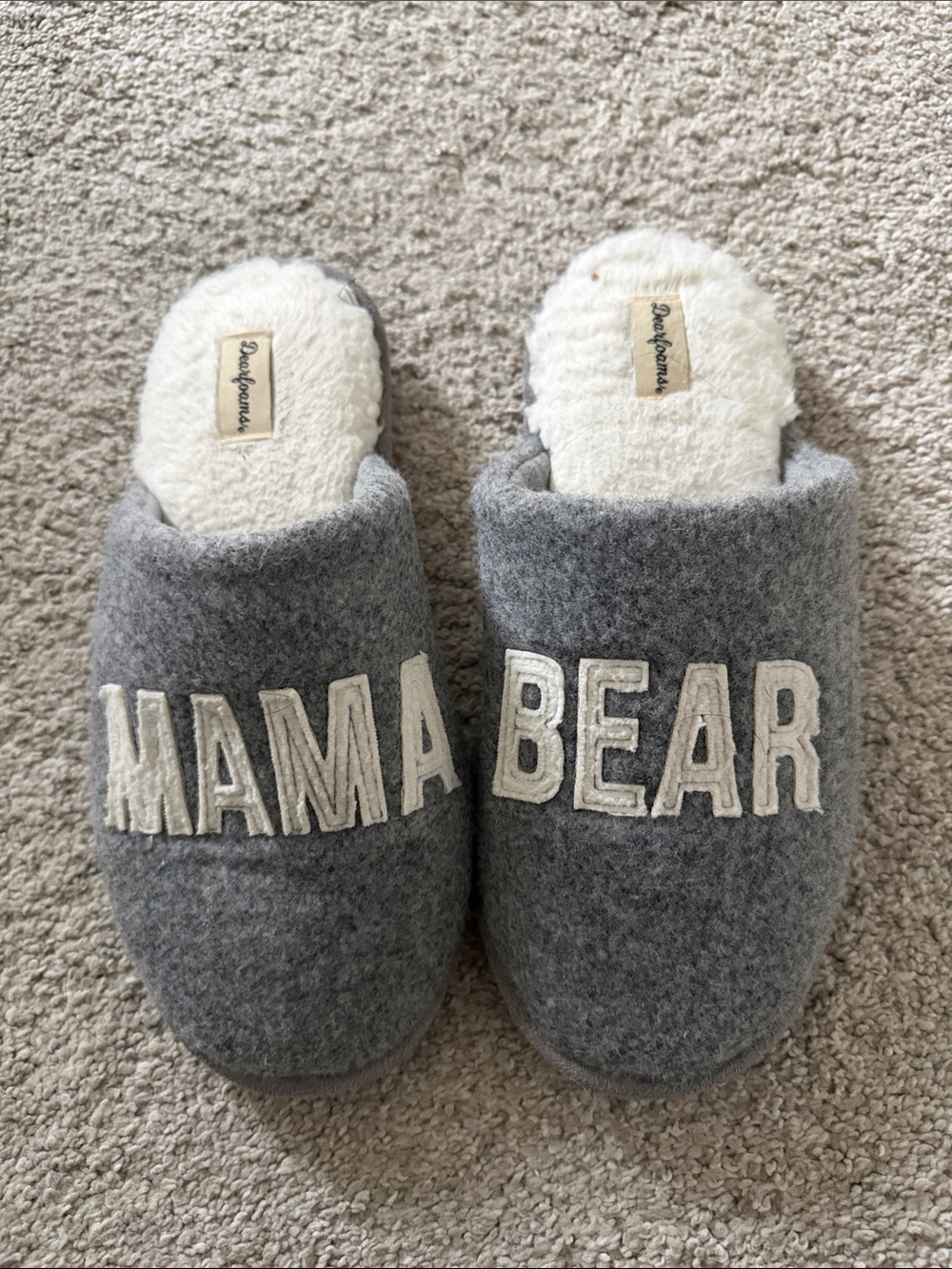 Mama Bear Women’s Gray Plush Slippers